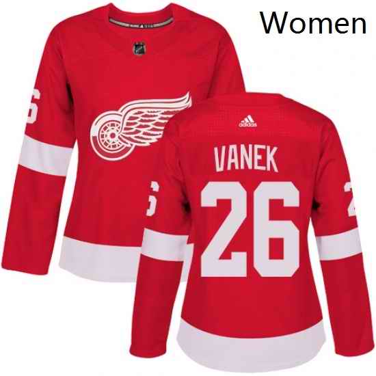 Womens Adidas Detroit Red Wings 26 Thomas Vanek Authentic Red Home NHL Jersey